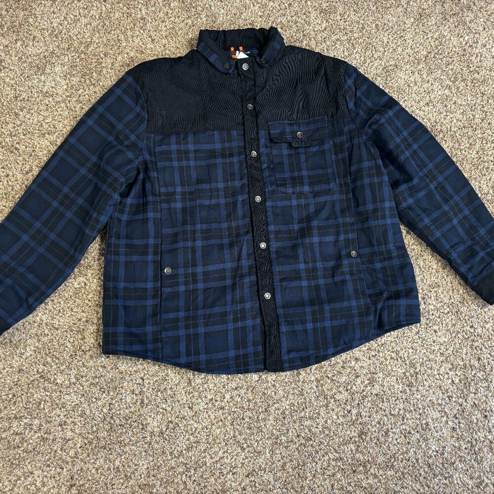 Flygo Casual Fleece Sherpa Lined Flannel Plaid Shirt  - Mens Size 3XL - 1915 - Picture 2 of 4